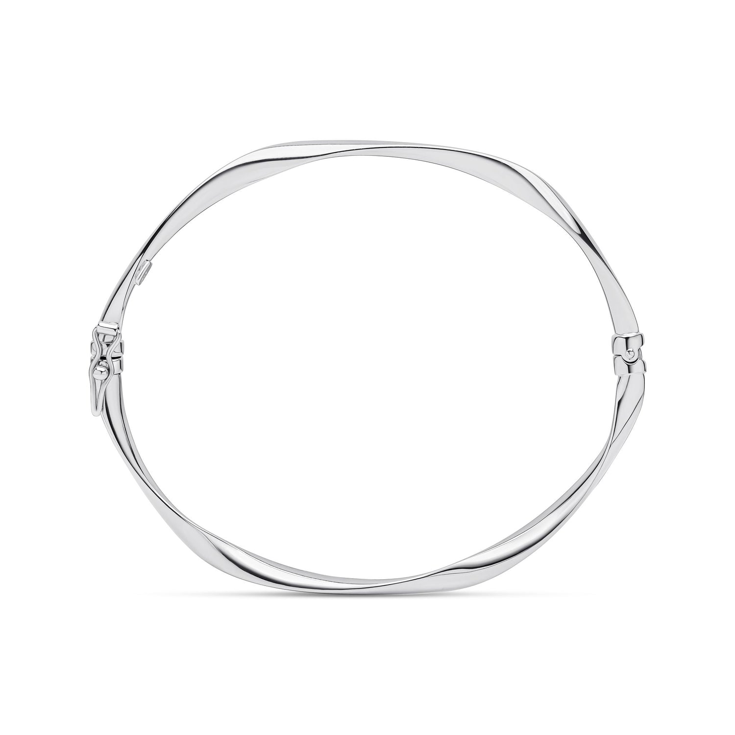 9ct White Gold Wave Bangle