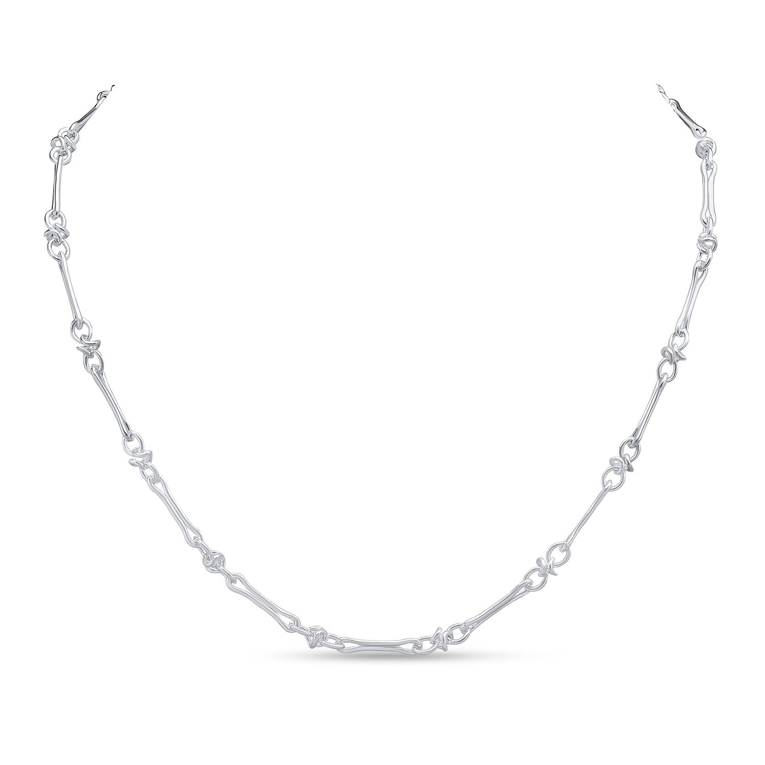 Sterling Silver 4.5mm Pinch Bar Knot Necklace with T-Bar Clasp