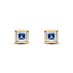 9ct Yellow Gold Square Natural Aquamarine Rubover Stud Earrings — 5mm
