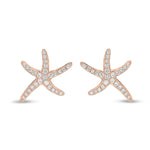18ct Rose Gold Natural Diamond Pave Set Starfish Stud Earrings