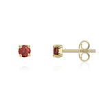 9ct Yellow Gold Round Natural Garnet Claw Stud Earrings — 3mm