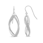 9ct White Gold Glitter Twist Drop Earrings