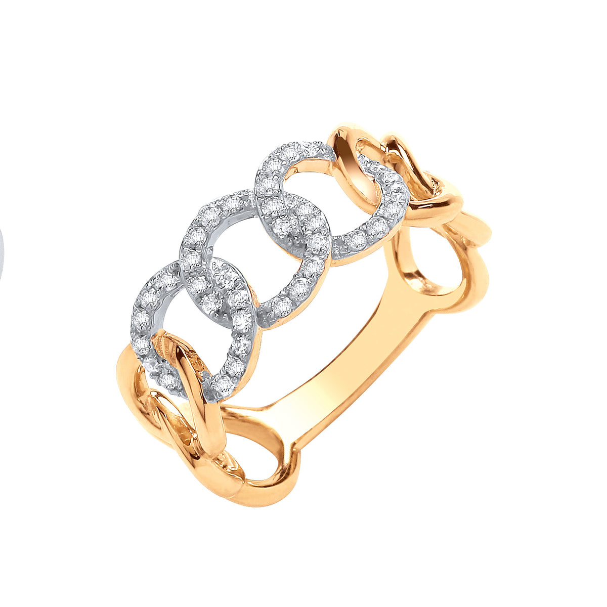 9ct Yellow Gold Natural Diamond Curb Ring