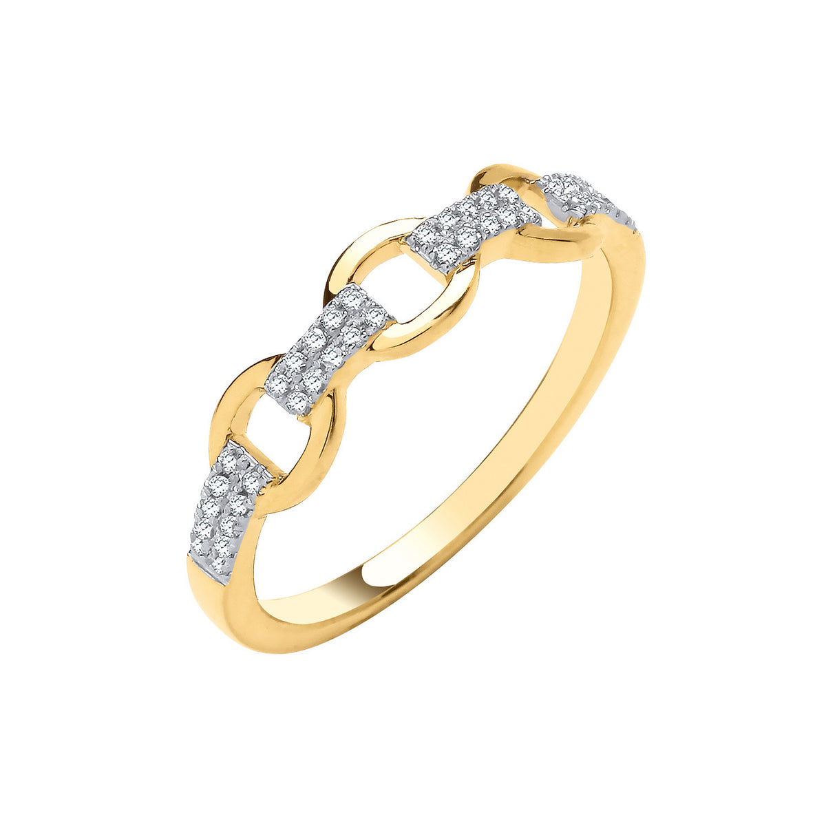 9ct Yellow Gold Natural Diamond Link Ring