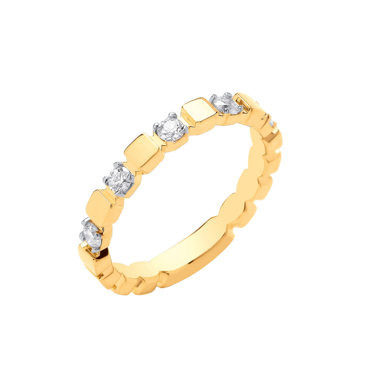 9ct Yellow Gold Five Stone Natural Diamond Ring