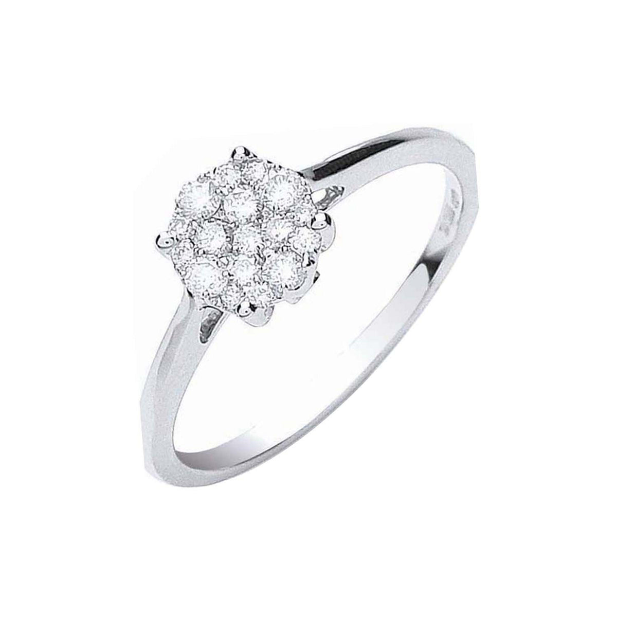 18ct White Gold Natural Diamond Cluster Ring — 0.25ct