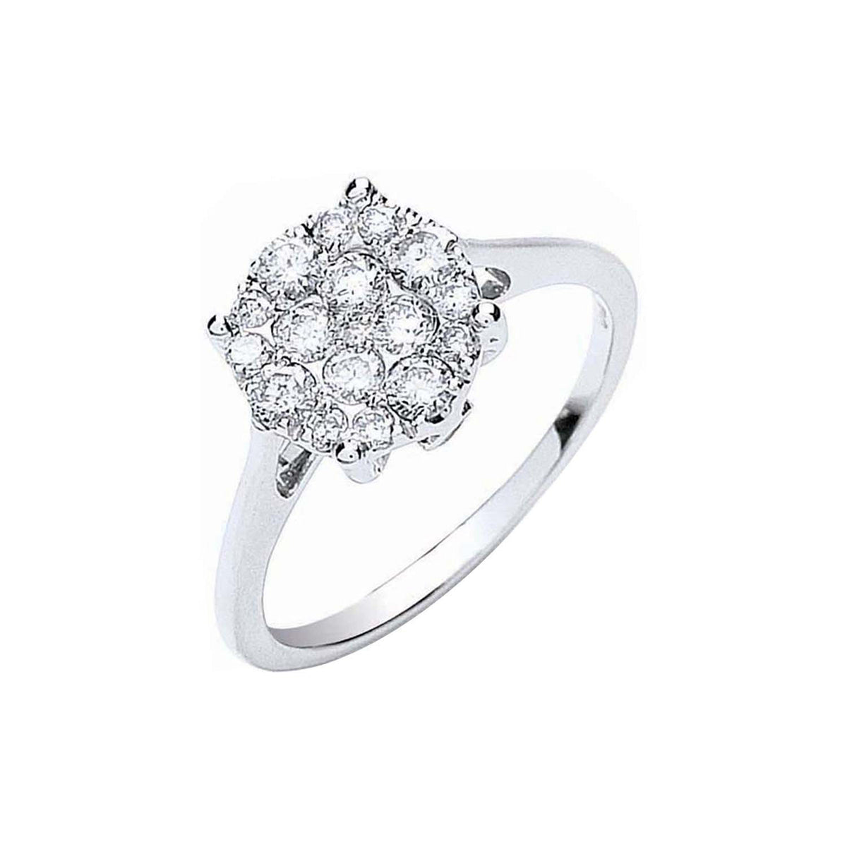18ct White Gold Natural Diamond Cluster Ring — 0.50ct