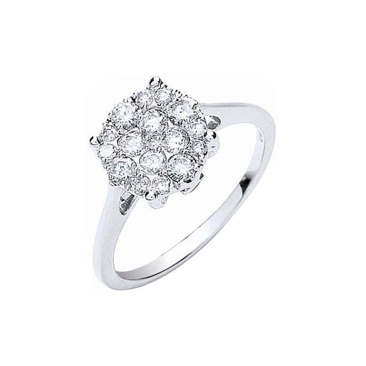 18ct White Gold Natural Diamond Cluster Ring — 0.50ct