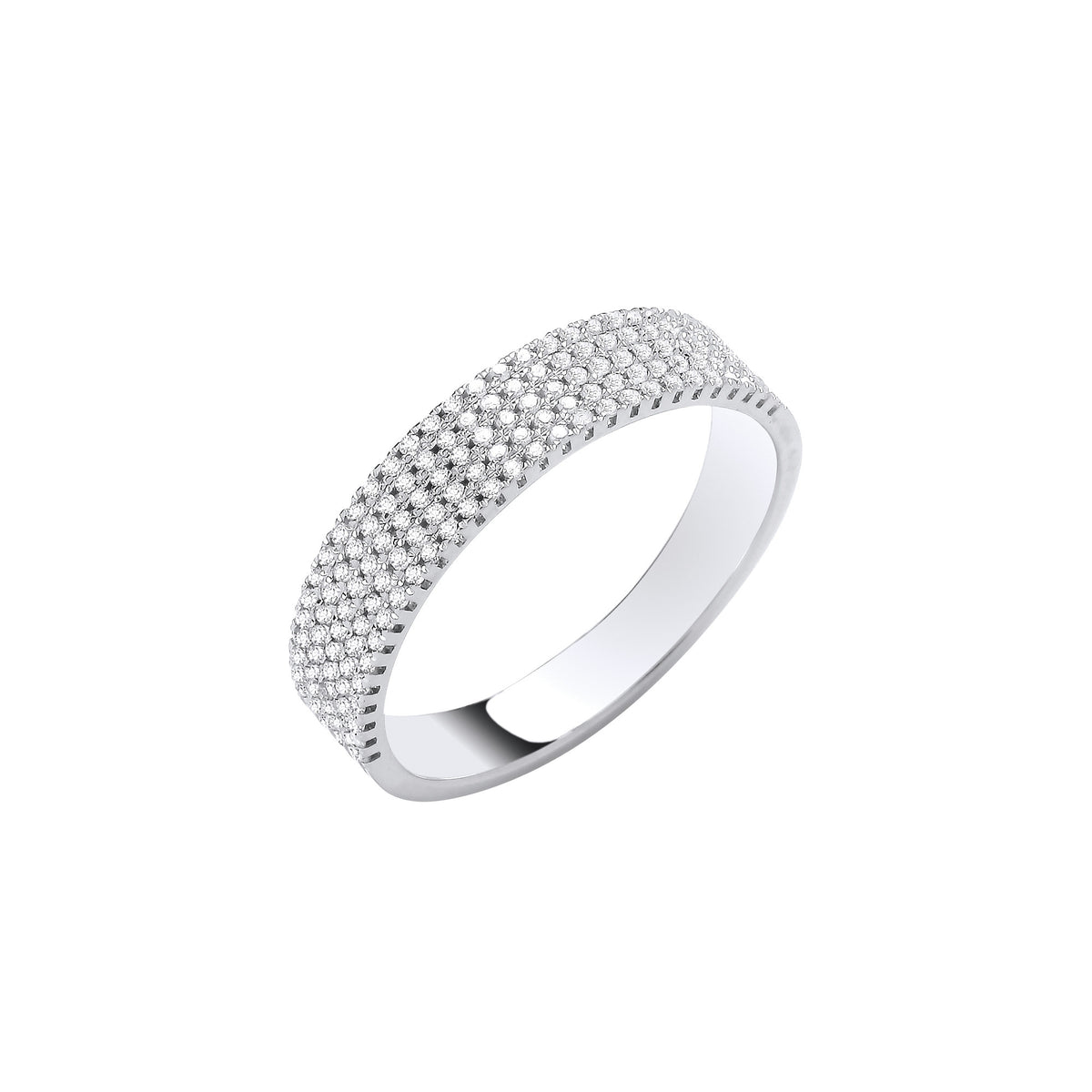 9ct White Gold Natural Diamond Band Ring