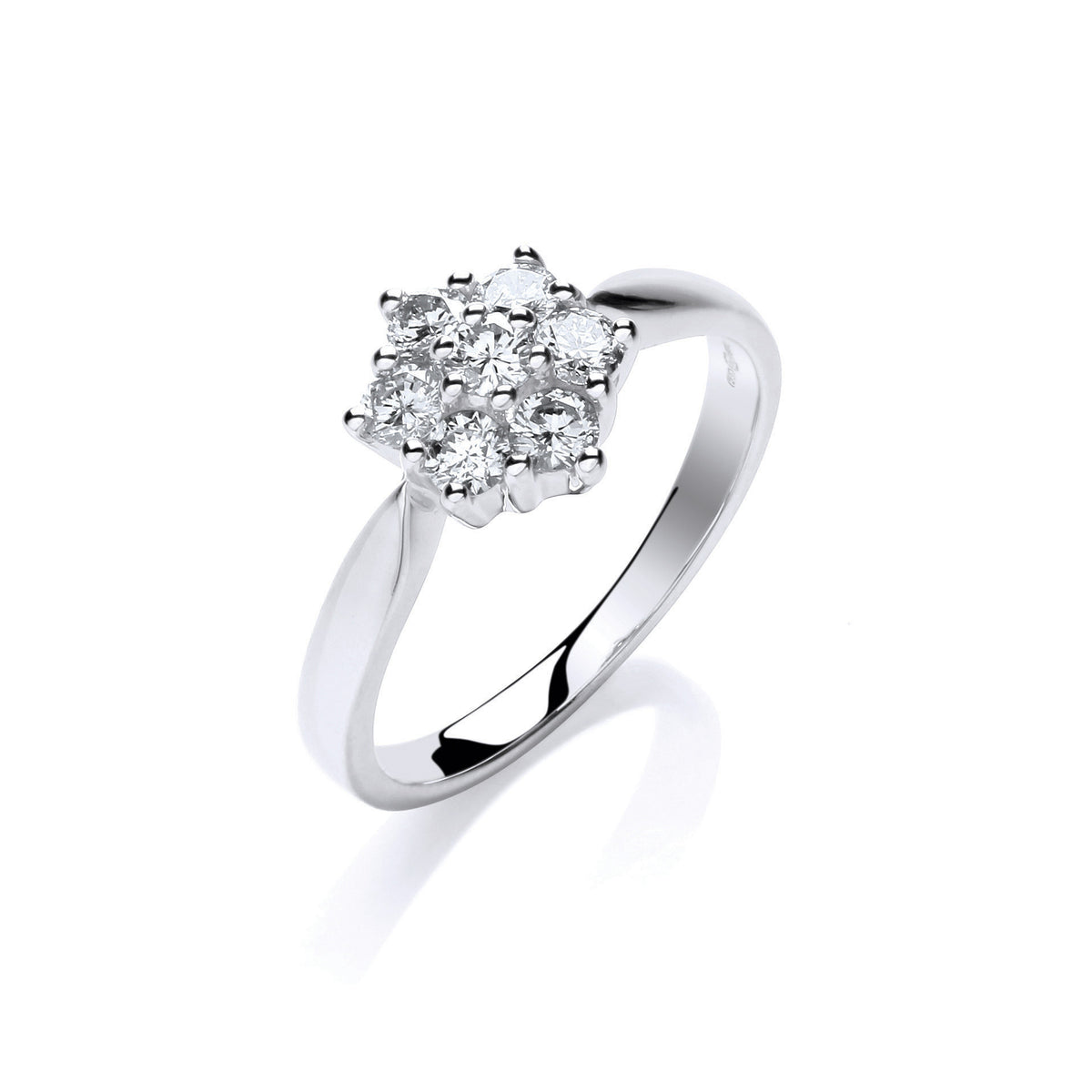 9ct White Gold Natural Diamond Flower Cluster Ring