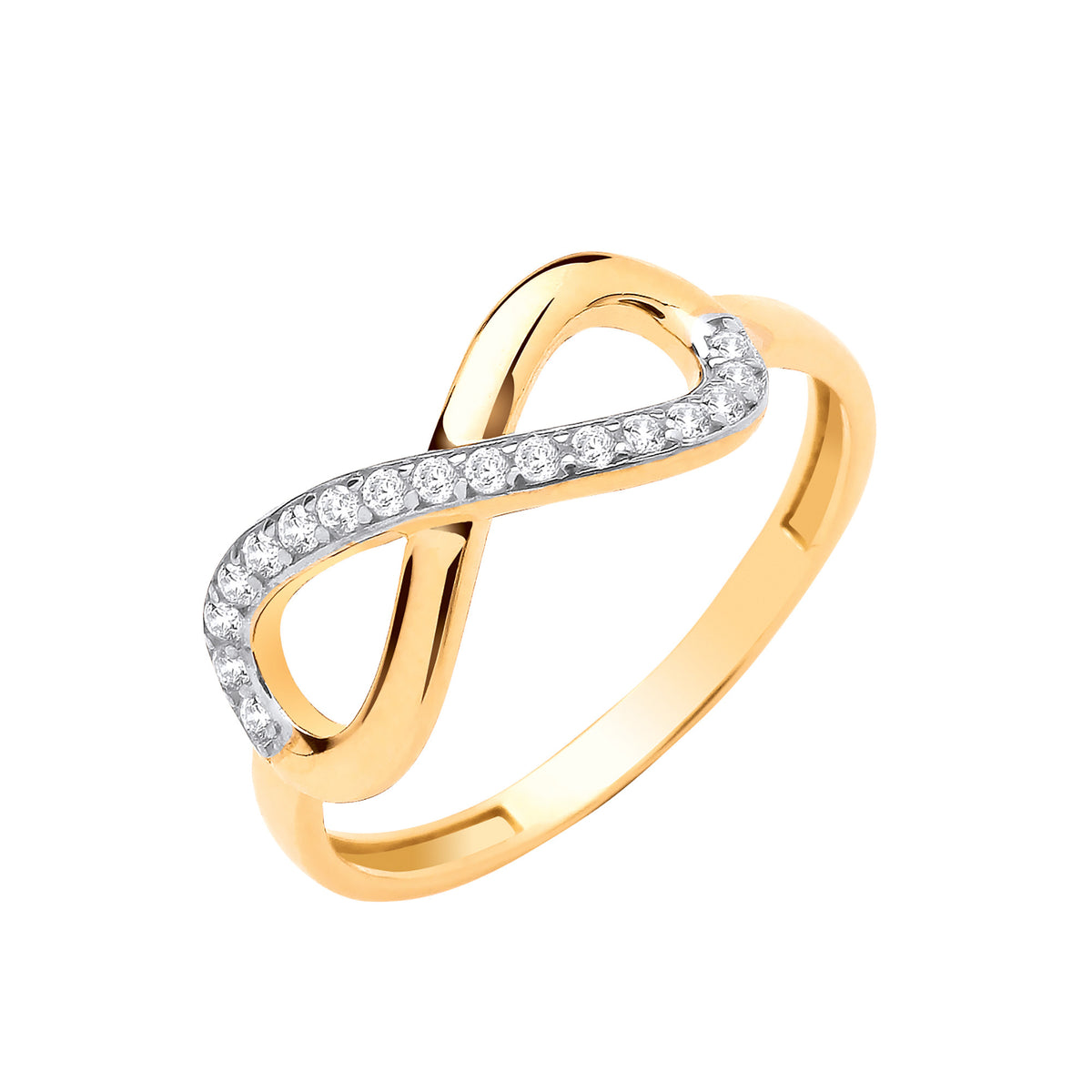 9ct Yellow Gold Cubic Zirconia CZ Infinity Ring
