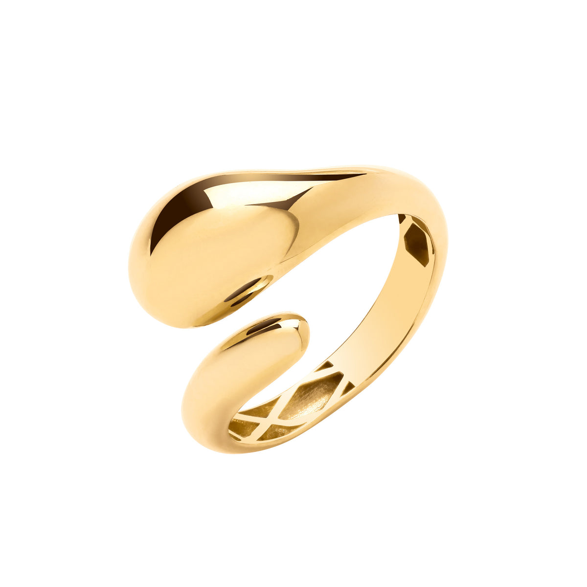 9ct Yellow Gold Teardrop Cross-Over Ring
