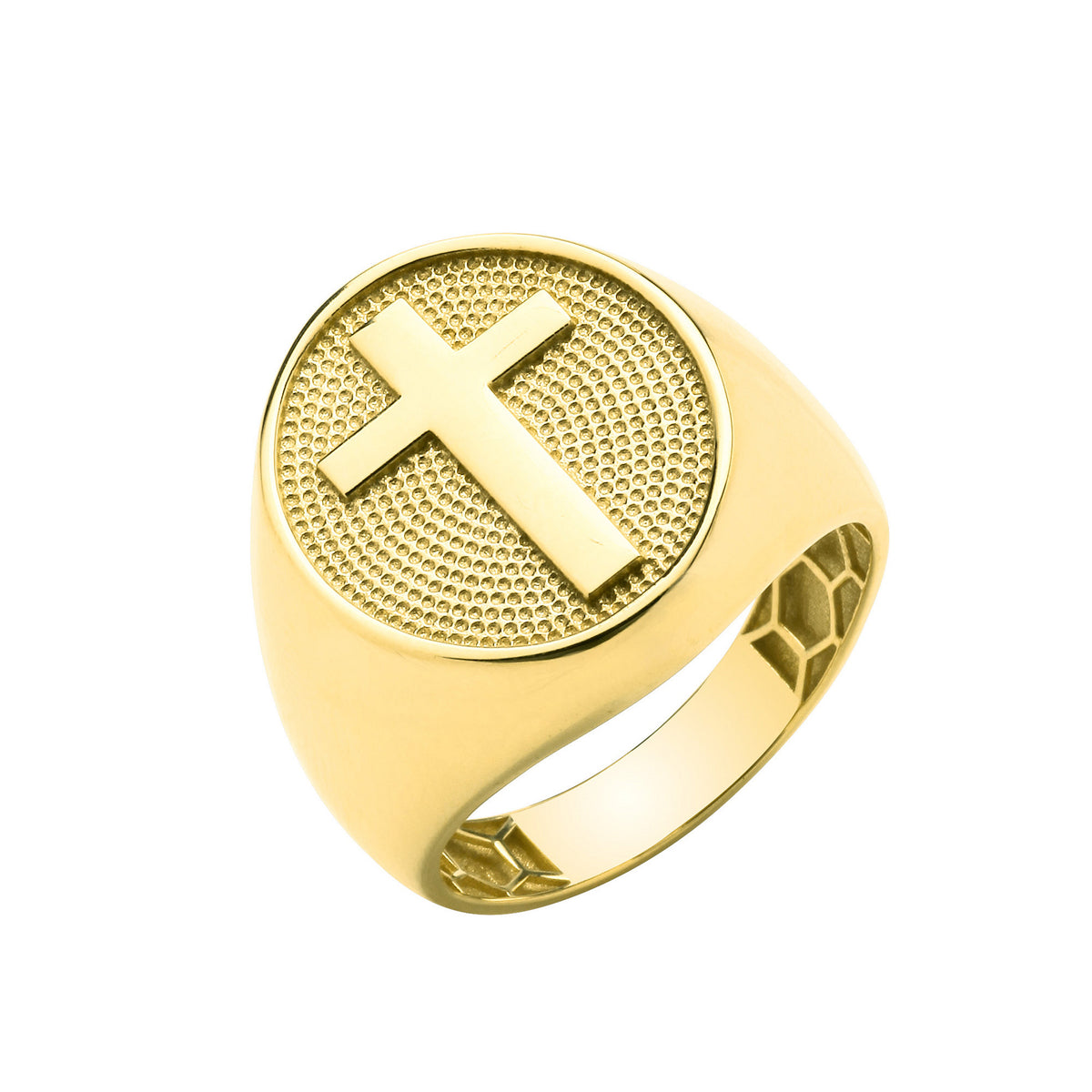 9ct Yellow Gold Signet Ring with Cross