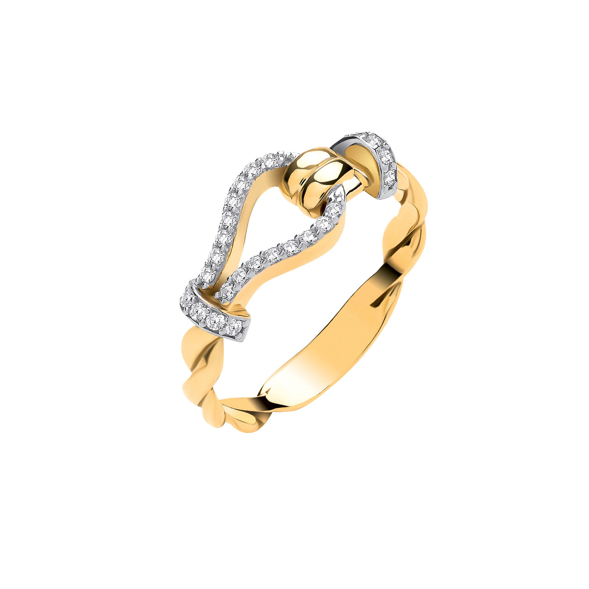 9ct Yellow Gold Cubic Zirconia CZ Hook & Twist Ring
