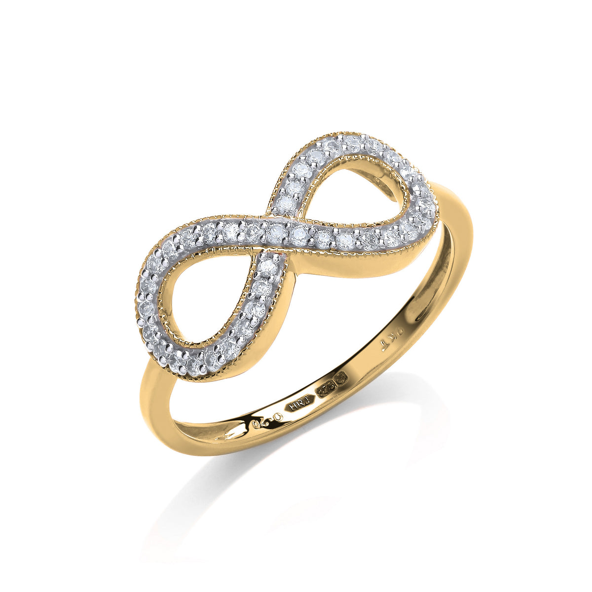 9ct Yellow Gold Natural Diamond Infinity Ring