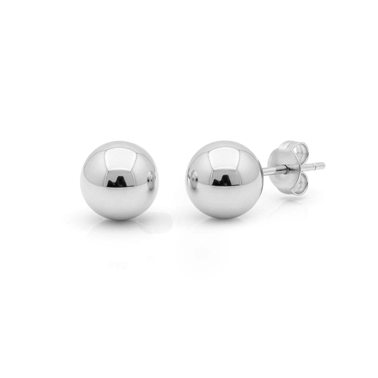 9ct White Gold Polished Ball Stud Earrings — 9mm