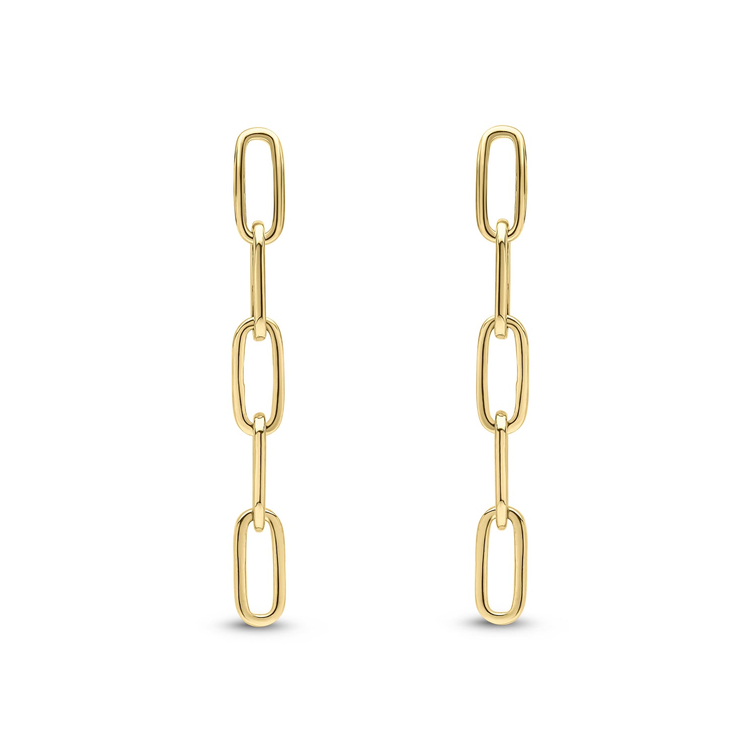 9ct Yellow Gold Paperchain Drop Earrings — 32mm