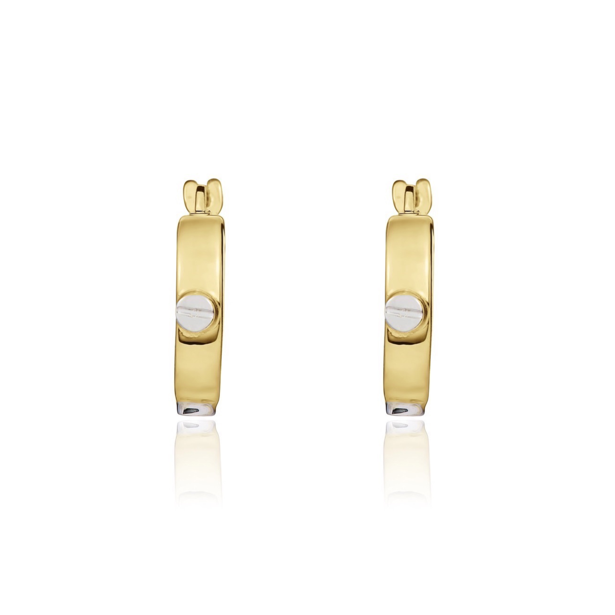 9ct Two Tone Gold Screw Detail Hoop Earrings — 13mm