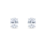 9ct White Gold Oval Cubic Zirconia CZ Claw Stud Earrings — 9x7mm