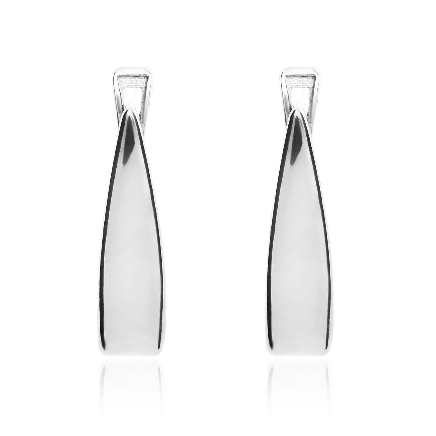 9ct White Gold Polished Stirrup Hoop Earrings