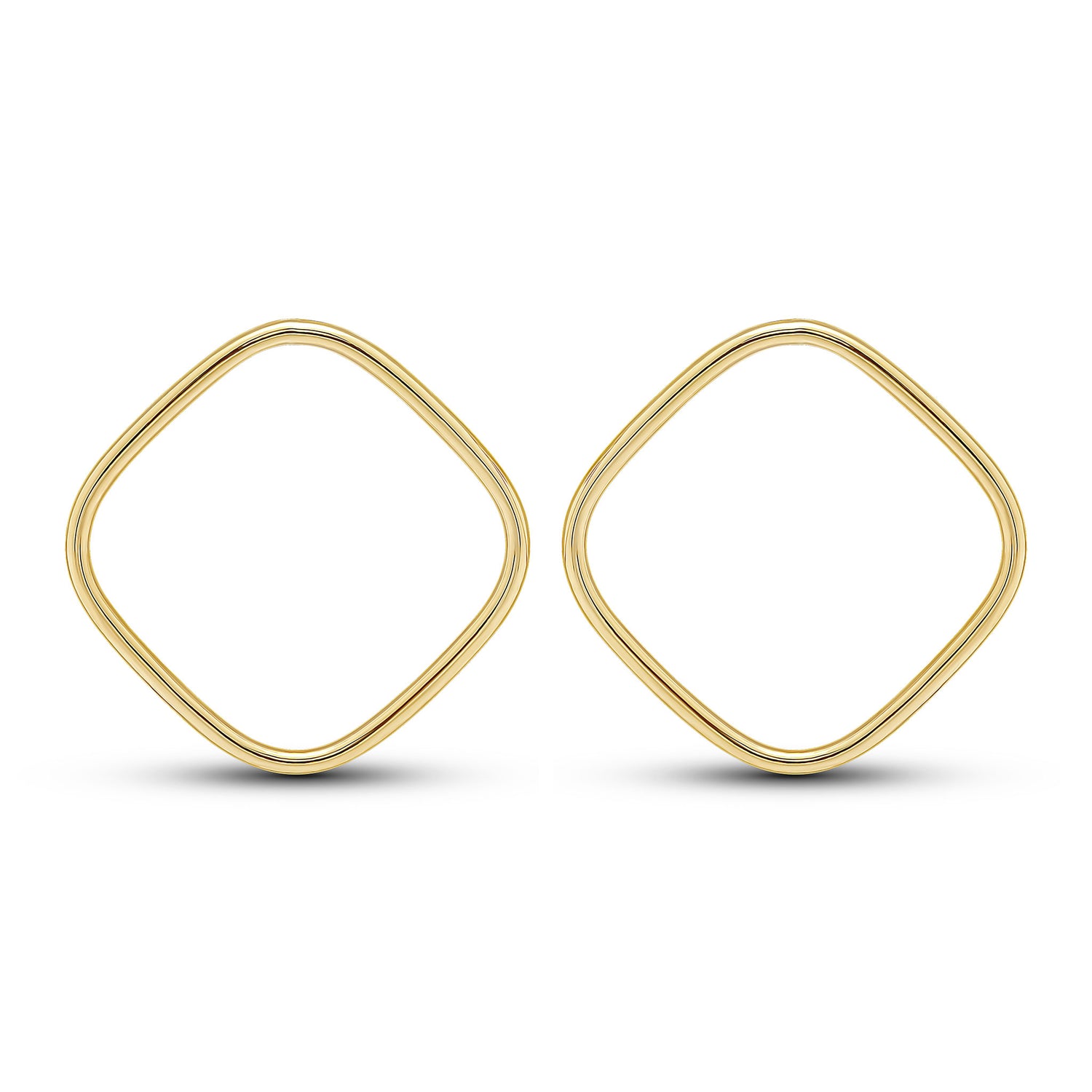9ct Yellow Gold Open Cushion Stud Earrings -- 17mm