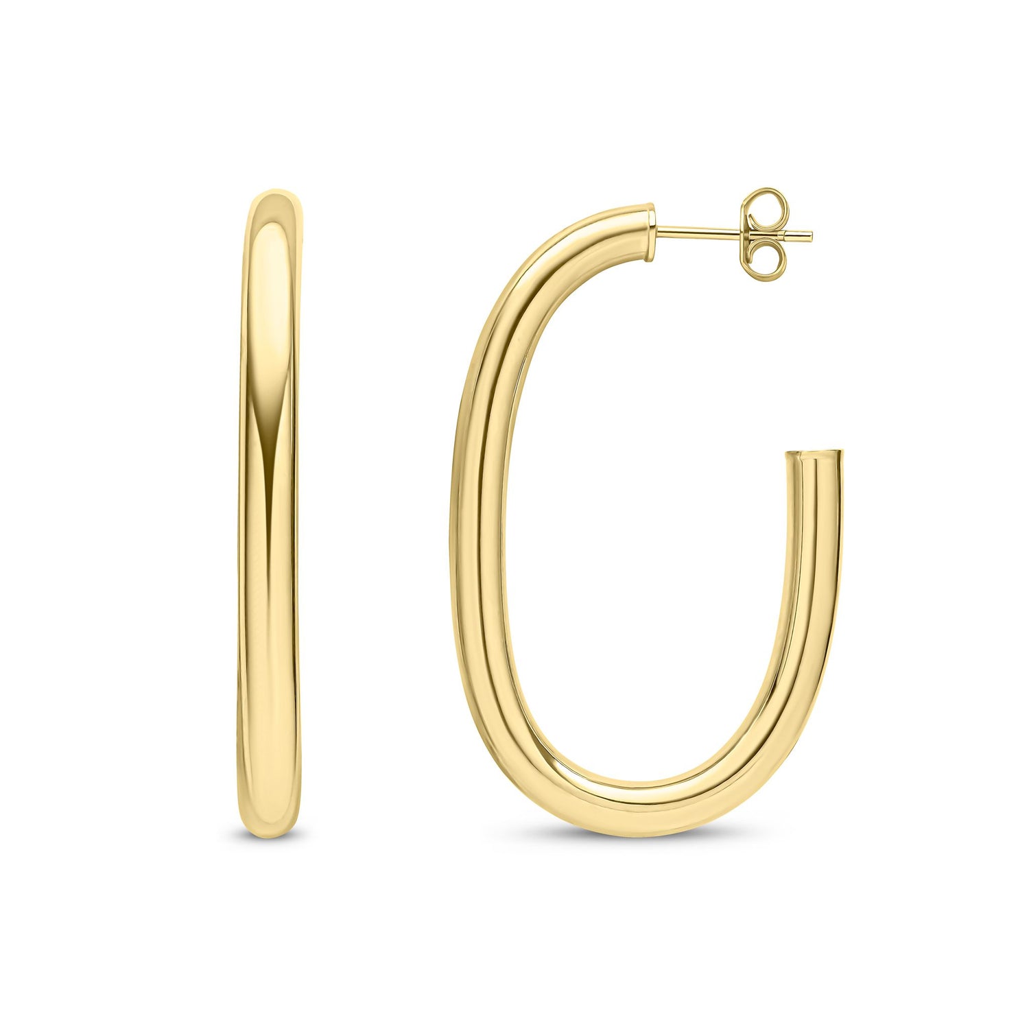9ct Yellow Gold Elongated Open Hoop Earrings