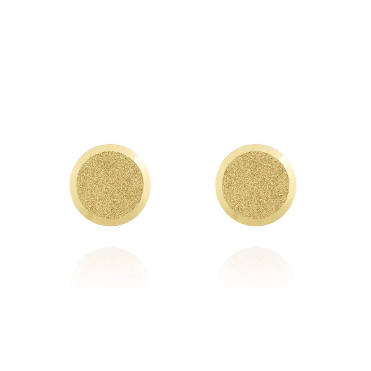 18ct Yellow Gold Satin Flat Disc Stud Earrings — 6.5mm