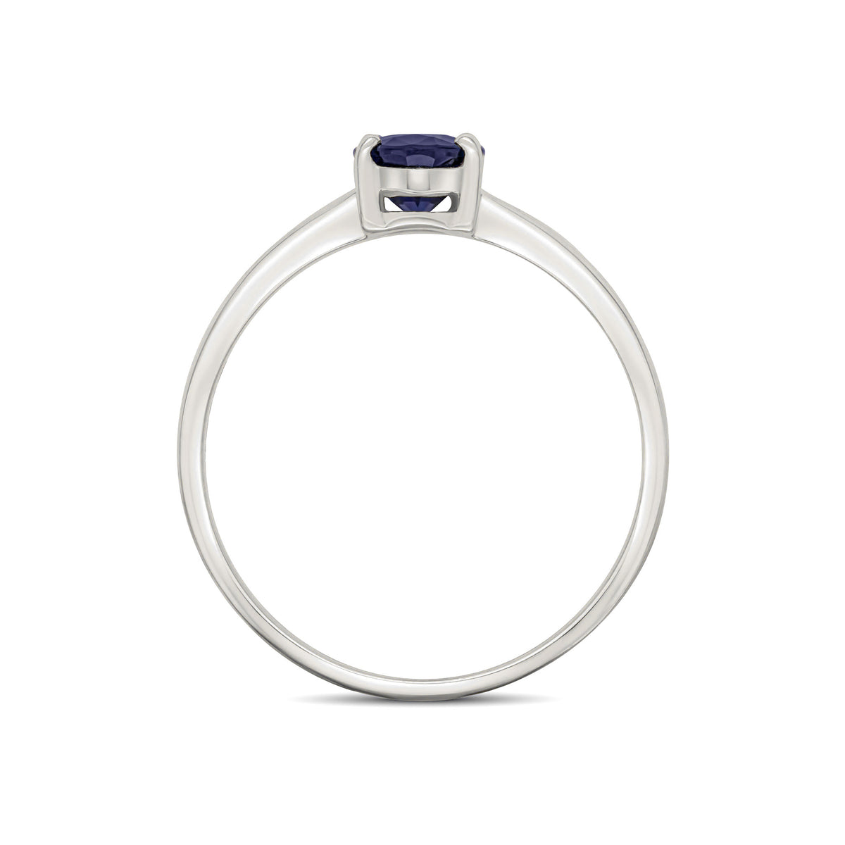 9ct White Gold Oval Natural Gemstone Claw Single Stone Ring - 7x5mm