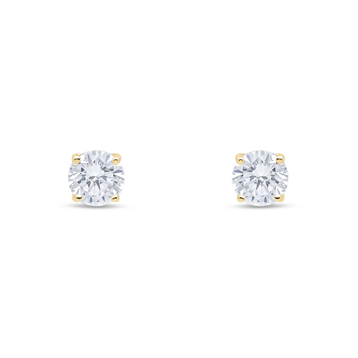 9ct Yellow Gold Round Cubic Zirconia Claw Stud Earrings — 5mm