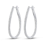 18ct White Gold Round Diamond Claw Set Horseshoe Hoop Earrings