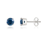 9ct White Gold Round Natural Sapphire Claw Set Stud Earrings — 5mm