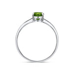 9ct White Gold Oval Natural Peridot Claw Single Stone Ring — 7x5mm