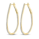 18ct Yellow Gold Natural Diamond Claw Set Horseshoe Hoop Earrings