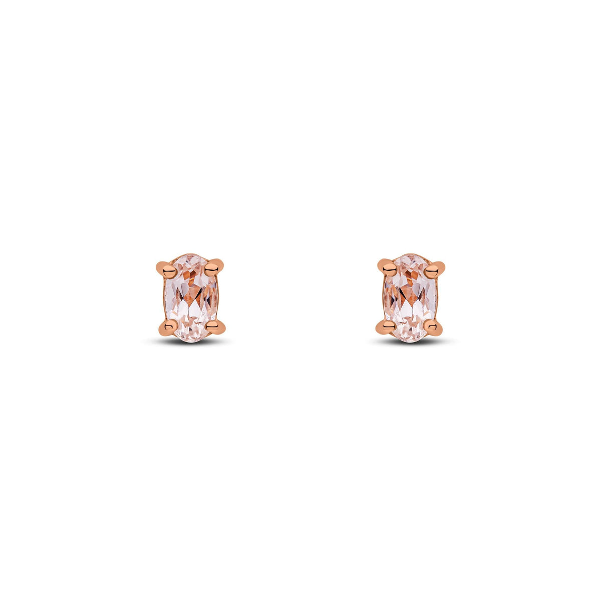 9ct Rose Gold Oval Natural Morganite Claw Stud Earrings — 5x3mm