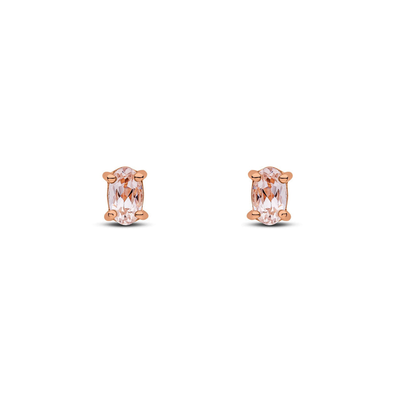 9ct Rose Gold Oval Natural Morganite Claw Stud Earrings — 5x3mm