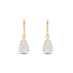 9ct Yellow Gold Pear Shaped Natural Opal Claw Wire Hook Drop Earrings