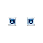 9ct White Gold Square Natural Aquamarine Claw Stud Earrings — 5mm