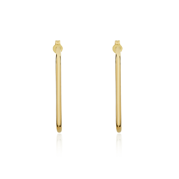9ct Gold Cushion Peg and Scroll Hoop Earrings