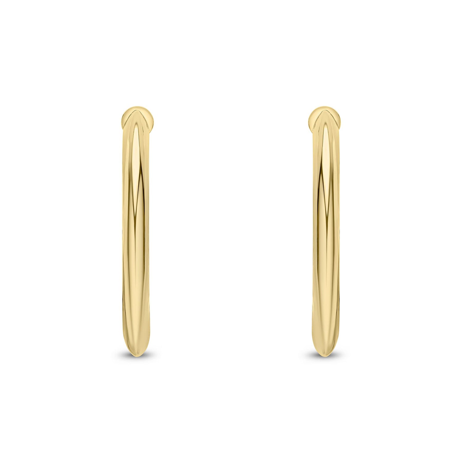 9ct Yellow Gold Knife Edge Oval Hoop Earrings