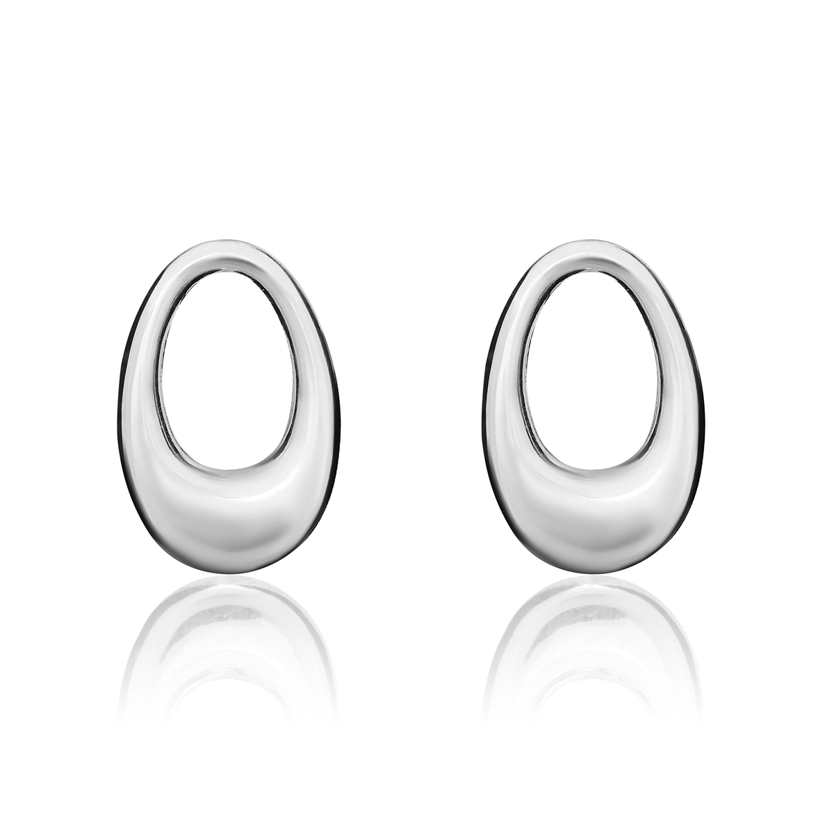 9ct White Gold Open Oval Stud Earrings