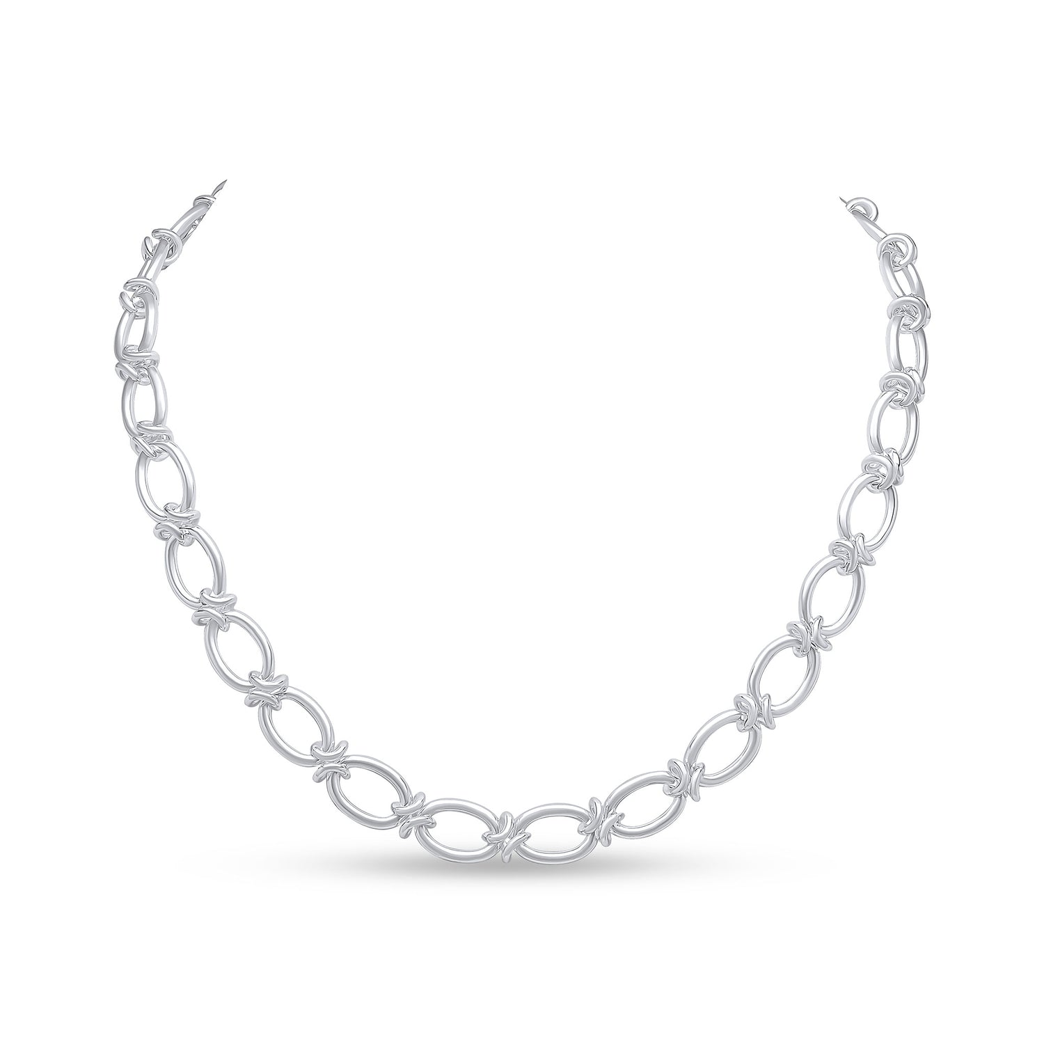 Sterling Silver 10mm Oval Knot Necklace