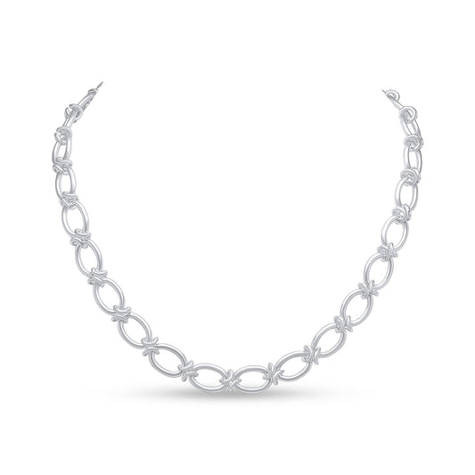 Sterling Silver 10mm Oval Knot Necklace
