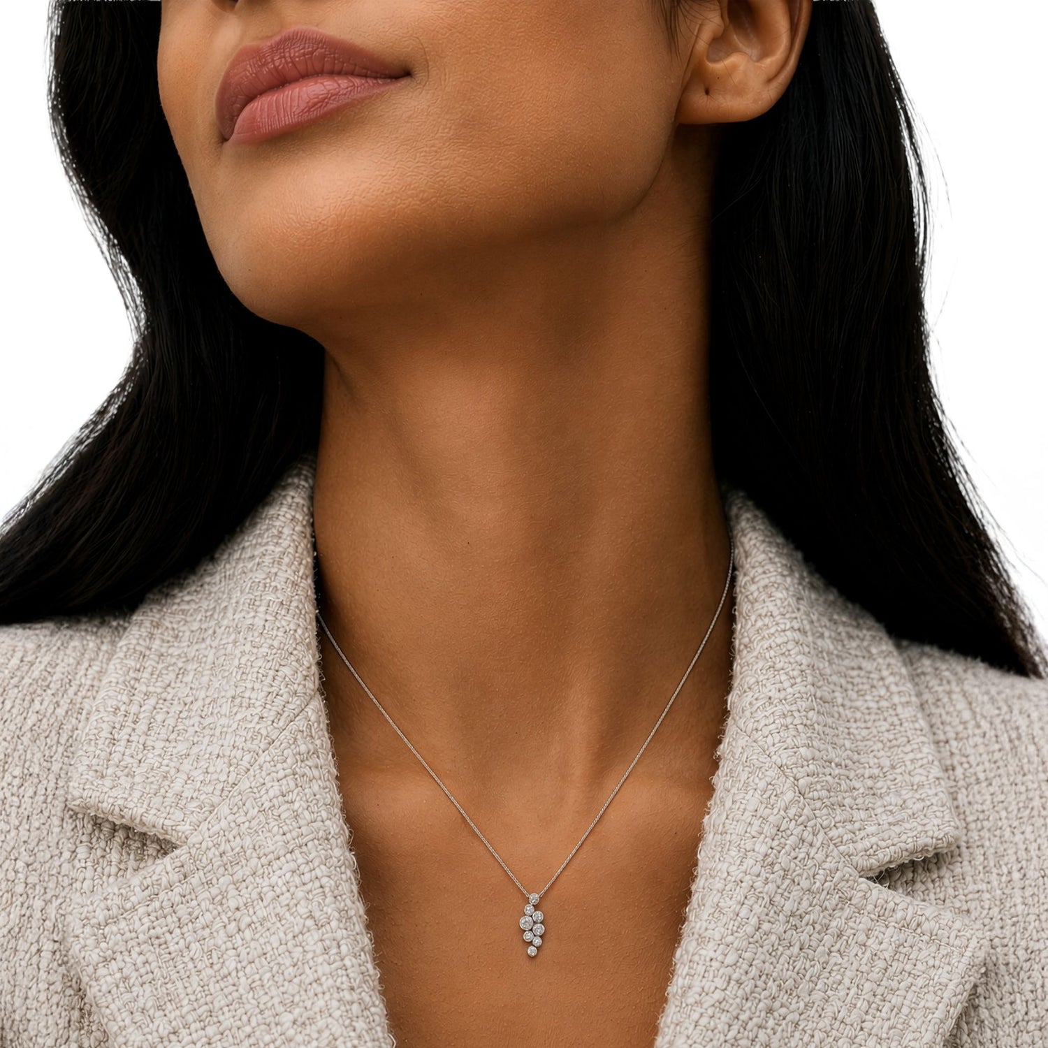 18ct White Gold Natural Diamond Bubble Pendant — 7.8mm