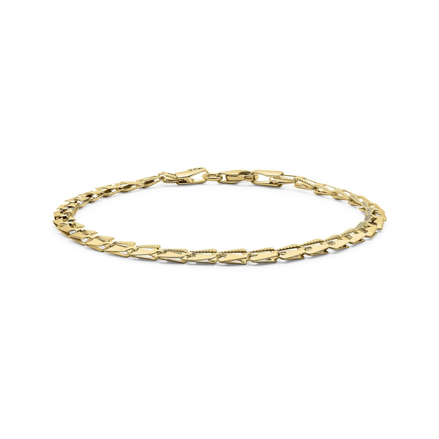 9ct Yellow Gold Geometric Open Link Bracelet — 18.5cm