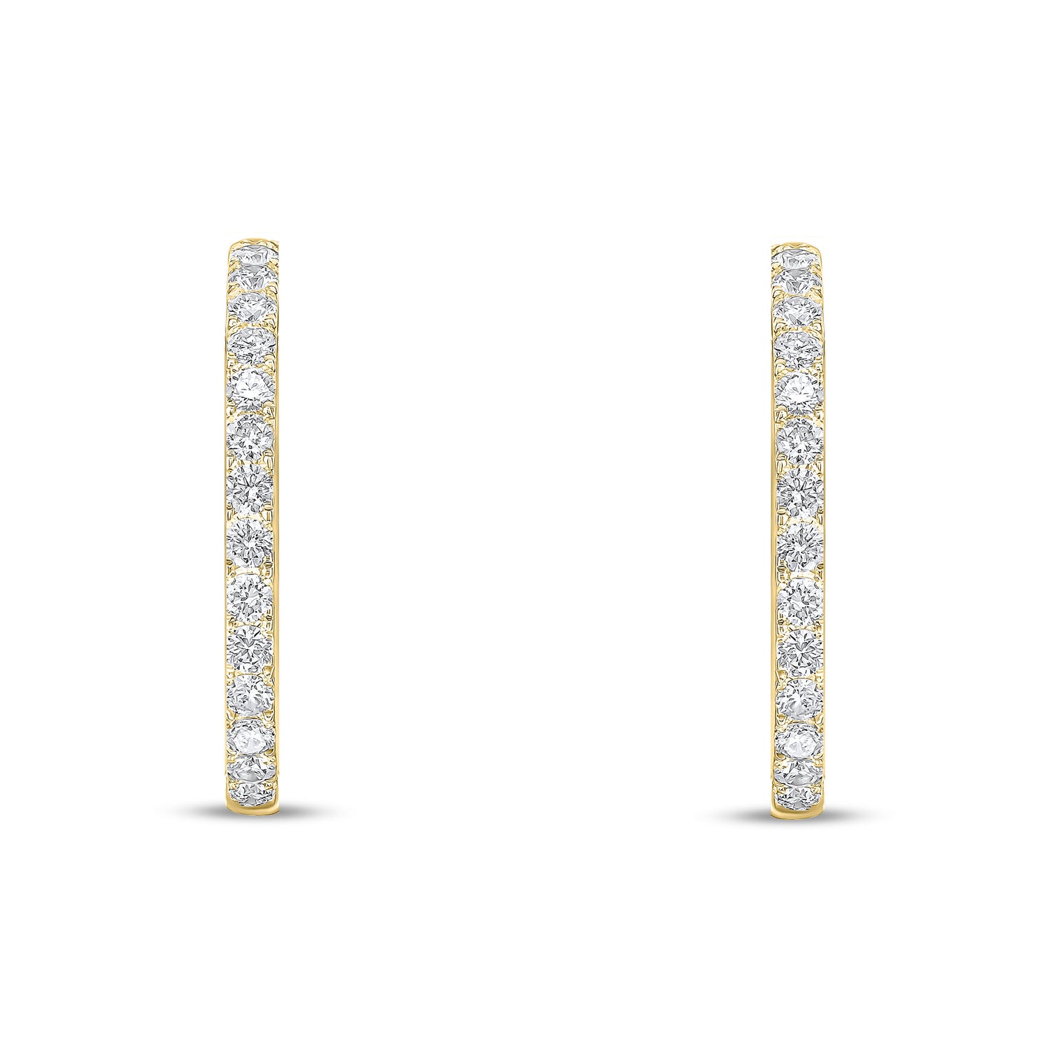 18ct Yellow Gold Full Natural Diamond Round Hoop Earrings —25mm
