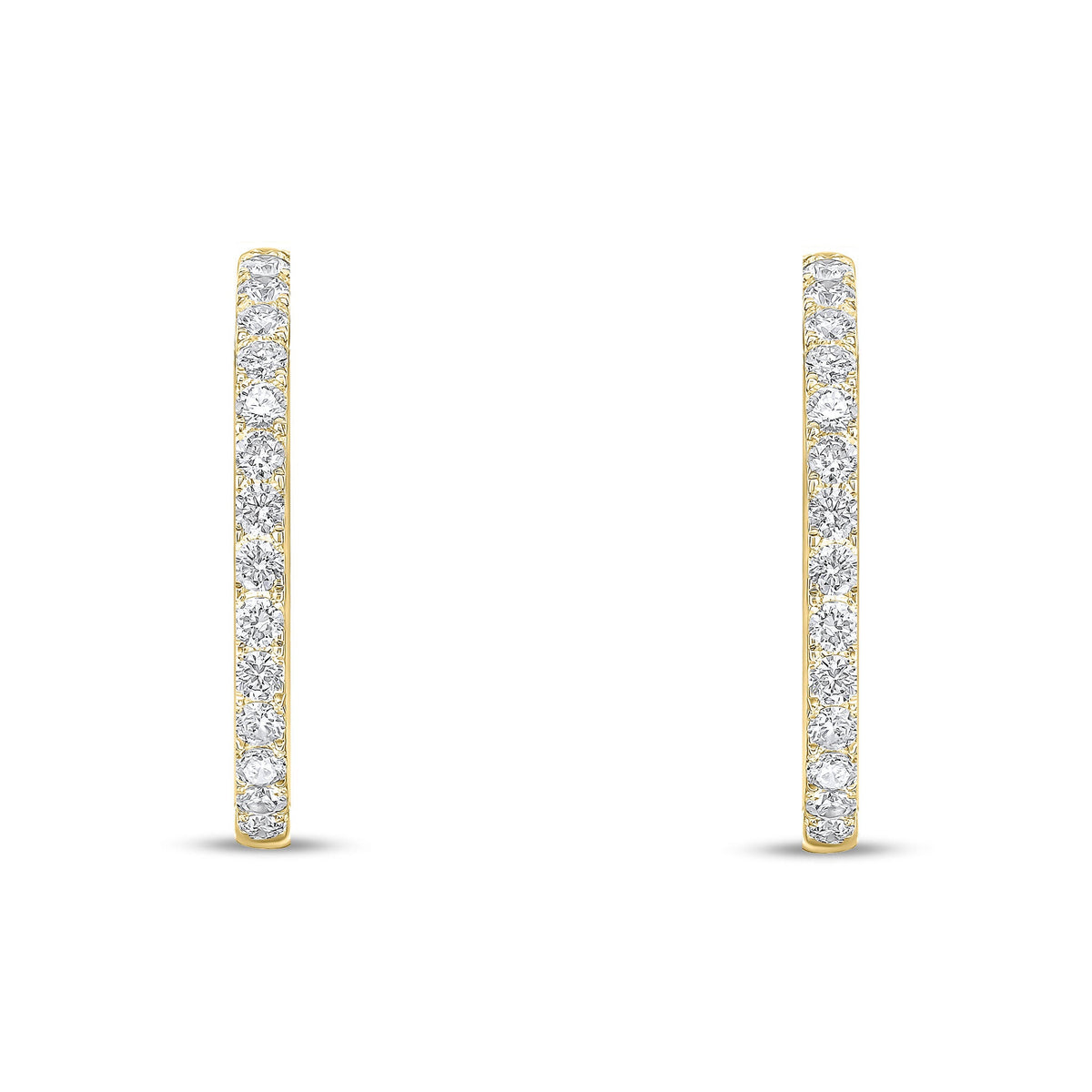18ct Yellow Gold Full Natural Diamond Round Hoop Earrings — 25mm