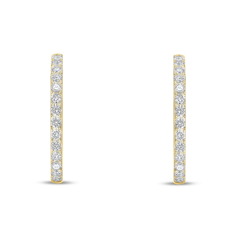 18ct Yellow Gold Full Natural Diamond Round Hoop Earrings — 25mm