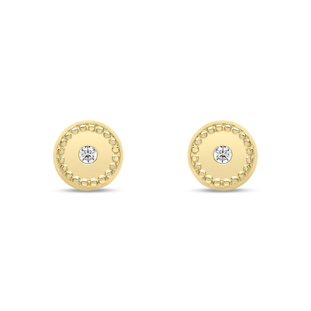 9ct Yellow Gold Cubic Zirconia Beaded Round Stud Earrings