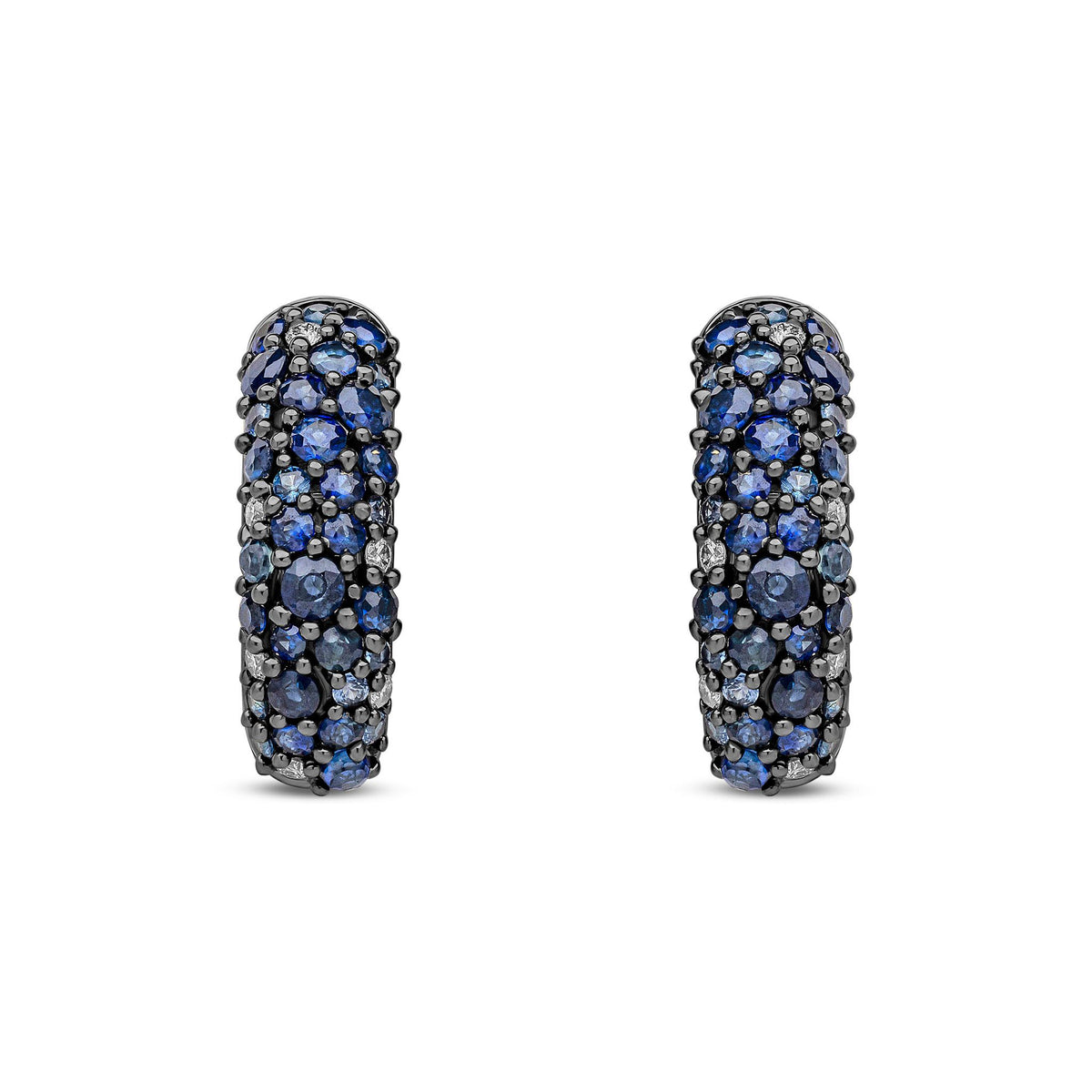 9ct White Gold Natural Sapphire and Diamond Huggie Earrings