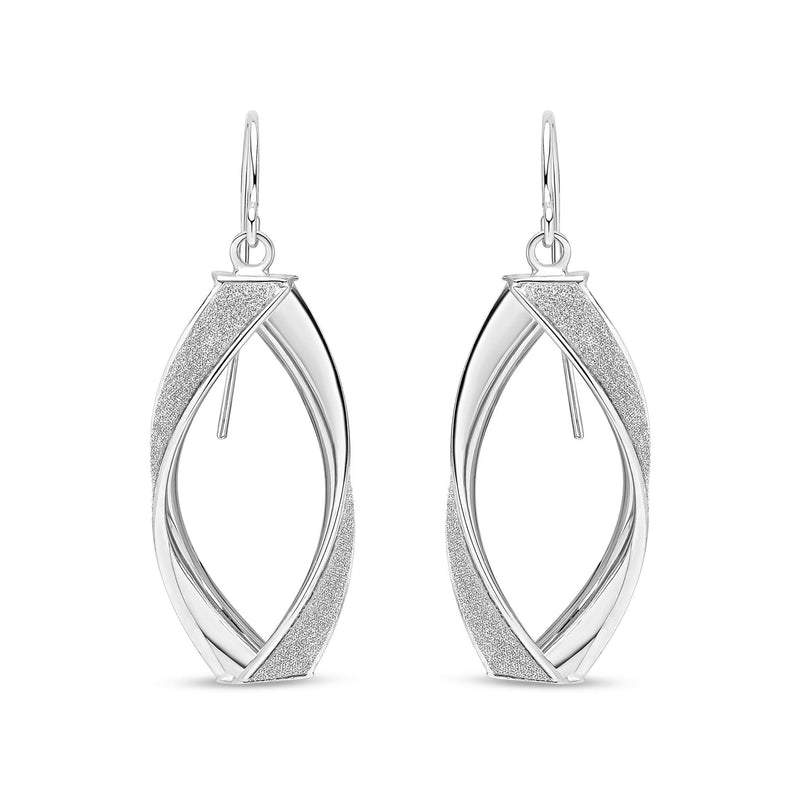 9ct White Gold Glitter Twist Drop Earrings